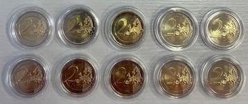 Slovenië. 2 Euro 2008/2018 (10 coins colored by private