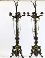 Kandelaber (2) - Gepatineerd brons, Verguld brons - Paar
