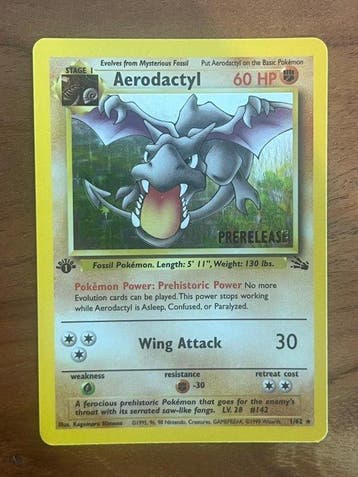 Pokémon - 1 Card - Aerodactyl 1/62 Pre-release, First
