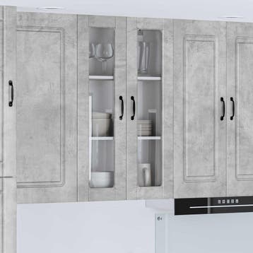vidaXL Wandglas Kasten PORTO Beton Grijs 60 x 31 x 100 cm, Verzenden, Nieuw