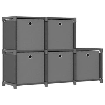 vidaXL Kast met 5 vakken met boxen 103x30x72,5 cm stof grijs, Verzenden, Nieuw