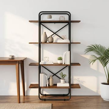 vidaXL Boekenplank 4-laags 60 x 35 x 140 cm PB Gerookt eiken, Verzenden, Nieuw