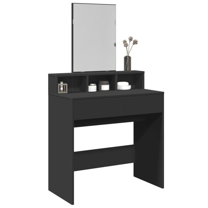 vidaXL Kaptafel met spiegel 80x41x144,5 cm zwart, Maison & Meubles, Tables | Coiffeuses, Envoi
