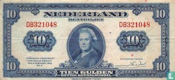 10 gulden Nederland - 1943, Verzenden, Los biljet