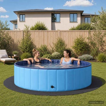 vidaXL Zwemgrondmat 16 st Ø 235 cm Rond EVA Schuim Zwart, Tuin en Terras, Verzenden, Nieuw