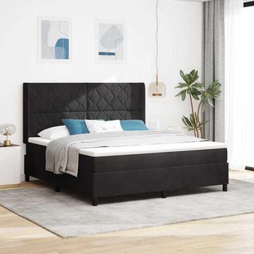 vidaXL Boxspring bed met hoofdeinde Zwart 180 x 200 cm, Verzenden
