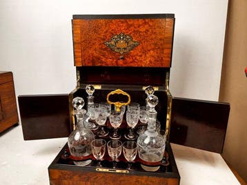 Armoire à liqueurs - Loupe dOrme, Cristal - Cave à liqueur, Antiquités & Art