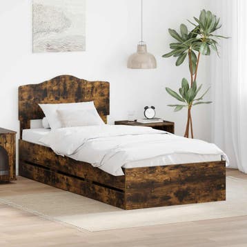 vidaXL Bedframe met lade Rook Eiken 75 x 190 cm, Verzenden