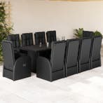 vidaXL 11-delige Tuinset met kussens poly rattan zwart, Verzenden, Nieuw, Tuinset