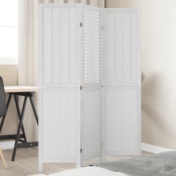 vidaXL Kamerscherm met 3 panelen massief paulowniahout wit, Verzenden, Nieuw