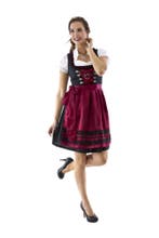 Dirndl zwart-bordeaux rozen borduur, Verzenden, Nieuw