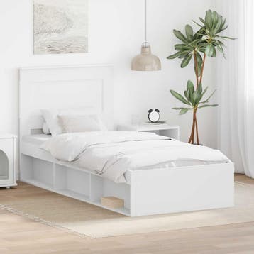 vidaXL Bedframe met hoofdeinde Wit 75 x 190 cm Massief, Verzenden, Nieuw