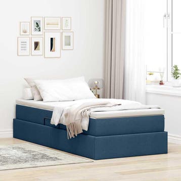 vidaXL Opslag bed met matras met opslag Blauw 90 x 200 cm, Verzenden, Nieuw