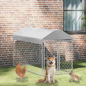 vidaXL Hondenkennel voor buiten met dak 200x100x125 cm, Verzenden