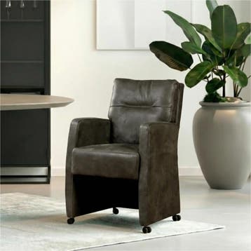 Set van 8 Leren eetkamerstoelen Sharp - Kenia Antracite, Huis en Inrichting, Stoelen, Ophalen of Verzenden, Nieuw, Leer