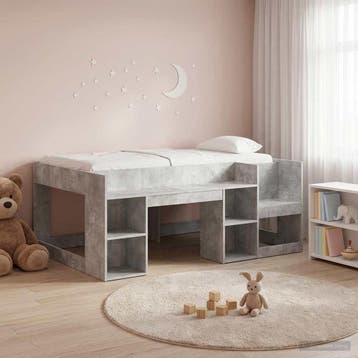 vidaXL Kinderbedframe met opbergruimte Betongrijs 80 x 160, Huis en Inrichting, Slaapkamer | Bedden, Verzenden, Nieuw