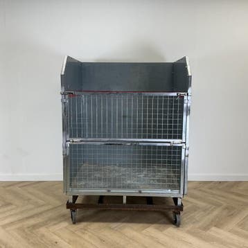 verrijdbare metalen gaascontainer met 3 dichte wanden