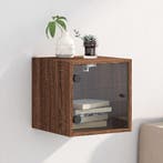 vidaXL Nachtkastje met glazen deur 35x37x35 cm bruin, Huis en Inrichting, Slaapkamer | Nachtkastjes, Verzenden, Nieuw
