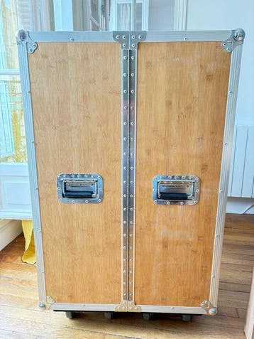 Meuble cabinet sur pied - Bois, Aluminium - Aeronautically, Antiquités & Art