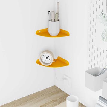 vidaXL Hoek Plank 2 st Mosterdgeel 15 x 15 x 2 cm, Verzenden