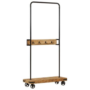 vidaXL Kledingrek met wieltjes 90x35x190 cm massief, Verzenden