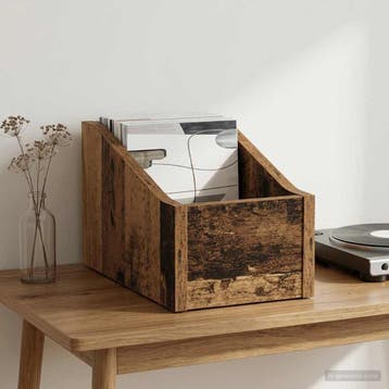 vidaXL LP Recorddoos Oud hout 18 x 32 x 18 cm Bewerkt hout, Computers en Software, Verzenden, Nieuw