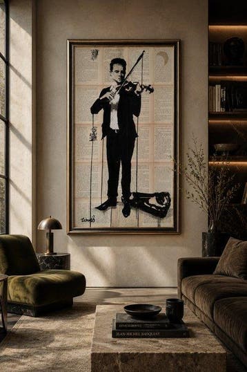 TOMEH - “The Violinist” – Original Ink and Oil Pastel