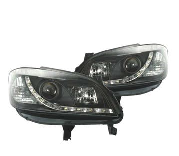 PHARES POUR OPEL ZAFIRA 99-05 DAYLIGHT LED FOND NOIR, Verzenden