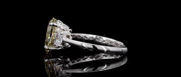 Bague - 14 carats Or blanc - 3.35ct. tw. Jaune Diamant