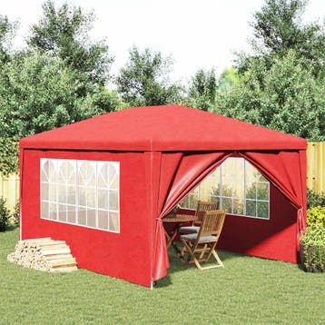 vidaXL Partytent 400 x 300 x 255 cm Rood PE en staal, Verzenden