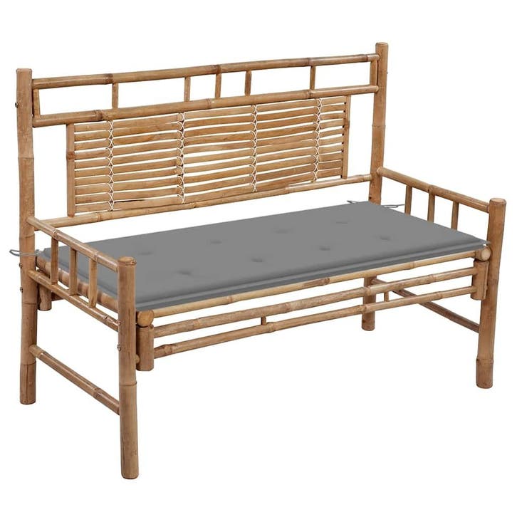 vidaXL Tuinbank met kussen 120 cm bamboe, Tuin en Terras, Tuinsets en Loungesets, Nieuw, Verzenden