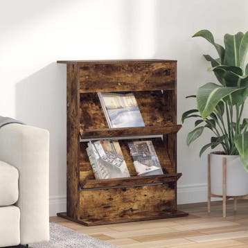 vidaXL Tijdschriftenrek Rook Eiken 70 x 41 x 96 cm Bewerkt, Verzenden, Nieuw