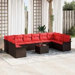 vidaXL Tuinbank Set met kussen 11 pcs Bruin poly rattan, Verzenden, Nieuw
