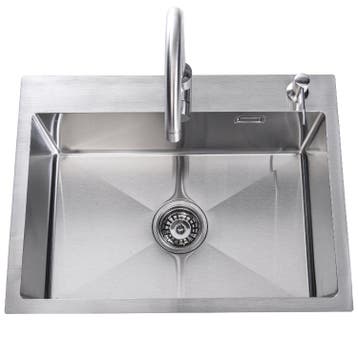 Lendo Online Spoelbak 59x44 cm RVS met Kraan & Dispenser, Verzenden, Nieuw