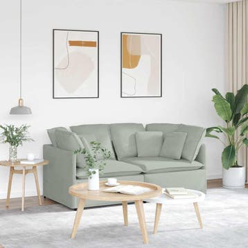vidaXL Modulaire bank / zetel met kussens fluweel lichtgrijs, Verzenden, Nieuw