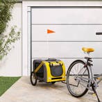vidaXL Hondenfietstrailer oxford stof en ijzer geel en grijs, Verzenden