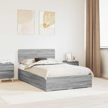vidaXL Bedframe met hoofdeinde Grijs Sonoma 120 x 200 cm, Verzenden, Nieuw