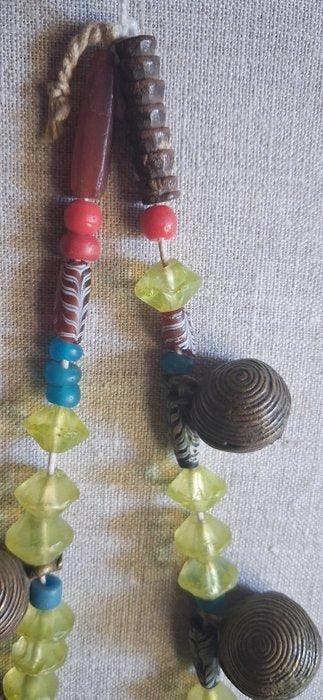 Vaseline Afrikaanse handelskralenketting met messing