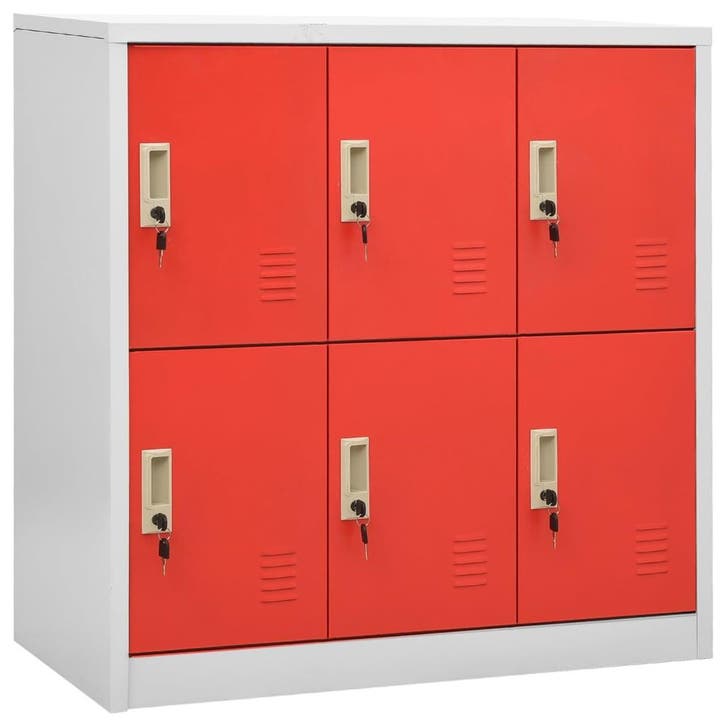 vidaXL Lockerkast 90x45x92,5 cm staal lichtgrijs en rood, Huis en Inrichting, Kasten | Overige, Nieuw, Verzenden