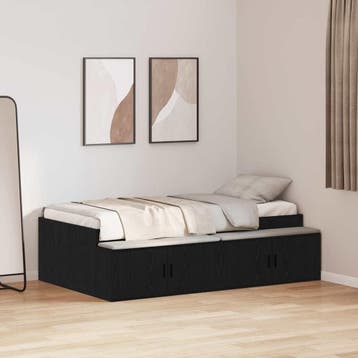 vidaXL Bedframe met lade Zwart Eiken 90 x 200 cm Bewerkt, Verzenden, Nieuw