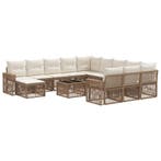 vidaXL Tuinbank Set 13 pcs Beige en Crème Wit poly rattan, Verzenden, Nieuw