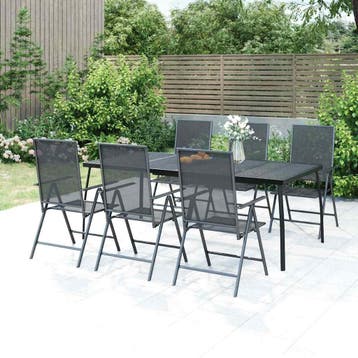 vidaXL 7-delige Tuinset staal antracietkleurig, Verzenden, Nieuw, Tuinset