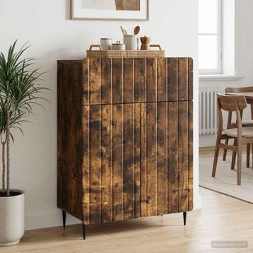vidaXL Dressoir Gerookt eiken 66 x 34,5 x 92 cm Bewerkt hout, Verzenden, Nieuw