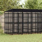 vidaXL Hondenkennel met dak 11,06 m² staal, Verzenden