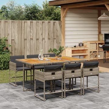vidaXL 7-delige Tuinset met kussens poly rattan grijs, Verzenden, Nieuw, Tuinset