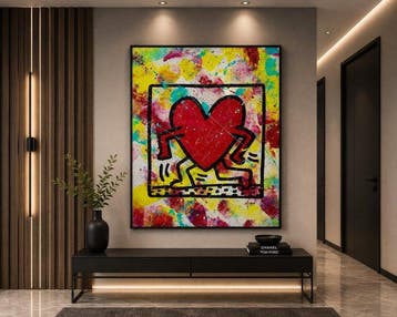 Gongas (XX-XXI) - vs Keith Haring - Running Heart - XL, Antiek en Kunst
