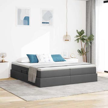 vidaXL Opbergbed met matras Donkergrijs 200 x 200 cm, Verzenden, Nieuw