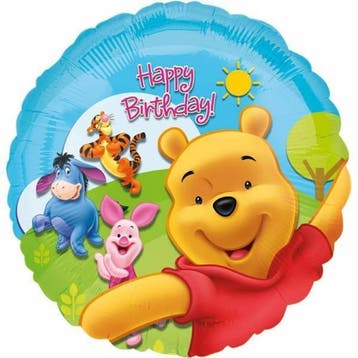 Winnie The Pooh Helium Ballon Happy Birthday 45cm leeg, Verzenden, Nieuw