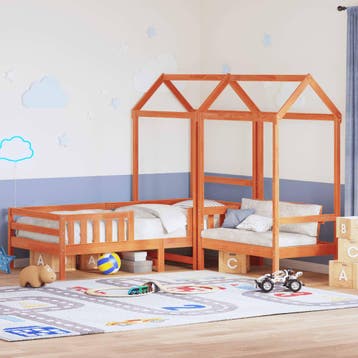 vidaXL Kinderbed met huisje massief grenenhout wasbruin, Huis en Inrichting, Verzenden, Nieuw