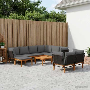 vidaXL 10 st Massief acaciahout & touw Naturel, Verzenden, Nieuw